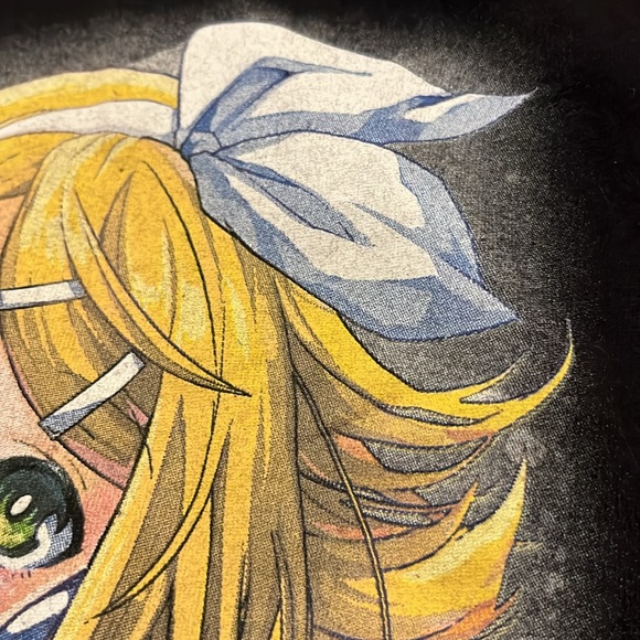 Kagamine Rin Hatsune Miku T-Shirt Graphic Tee Anime Black size LG - Picture 7 of 11